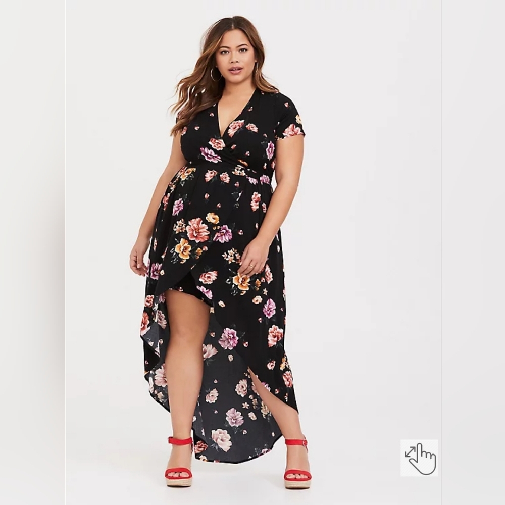 New Torrid size 2 black floral Challis dress/romper